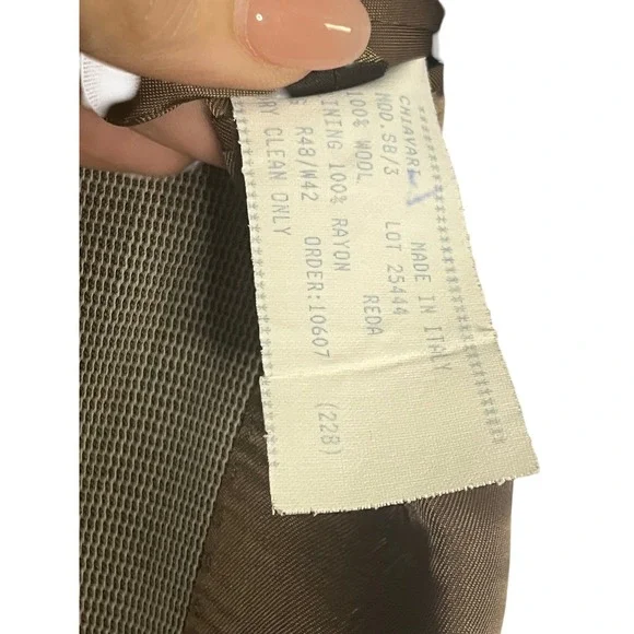 Chiavari Suit Mens 48R/42w Brown Tan 100% Wool 3 Button Made‎ in Italy